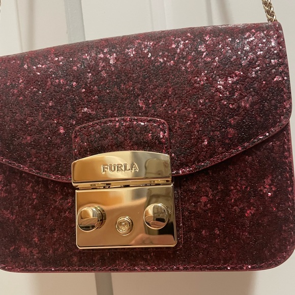 AUTHENTIC FURLA Glittery Burgundy Crossbody Bag - Picture 2 of 3